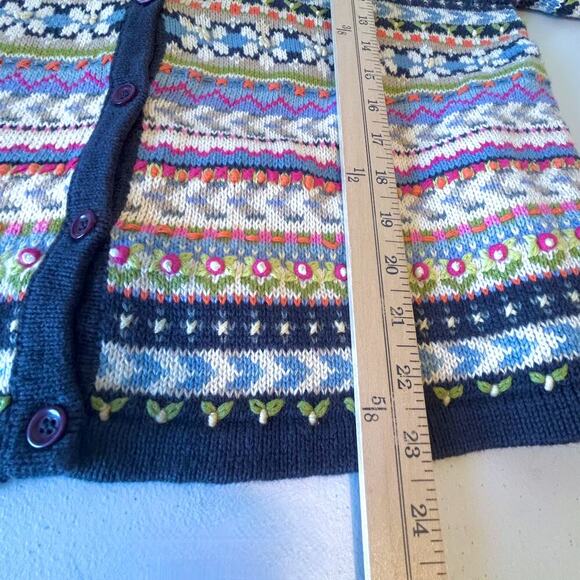 Vintage 90s Floral Textured Bobble Cardigan Sweater Y2K Fair Isle Cottagecore XL - Picture 11 of 11